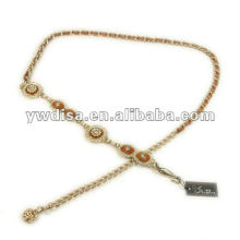 Chain Leather Waist Belt With Enamel And Crystals Accessories